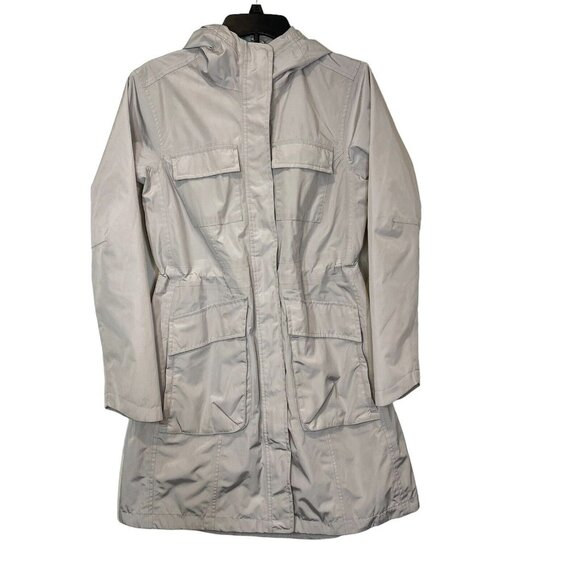 Athleta Jacket XS Full Zip Beige Hooded **Flaw** Rain Coat Size Extra Small‎ - Picture 1 of 13